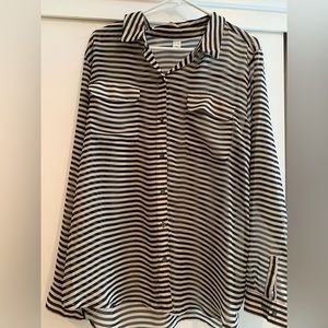 Old Navy Black and White Stripe Blouse XL